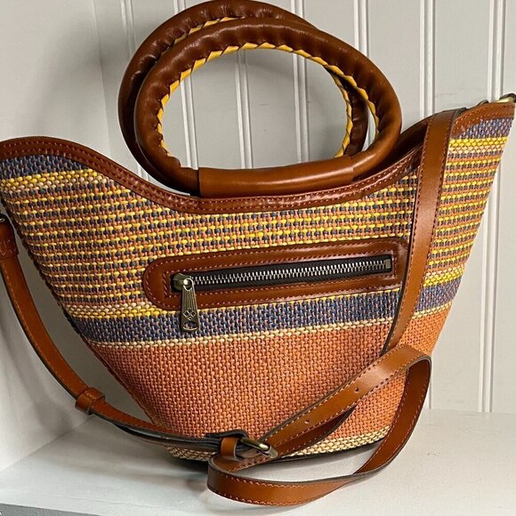 Patricia Nash Gianna Woven Multicolor Satchel Crossbody NWT - Picture 2 of 9